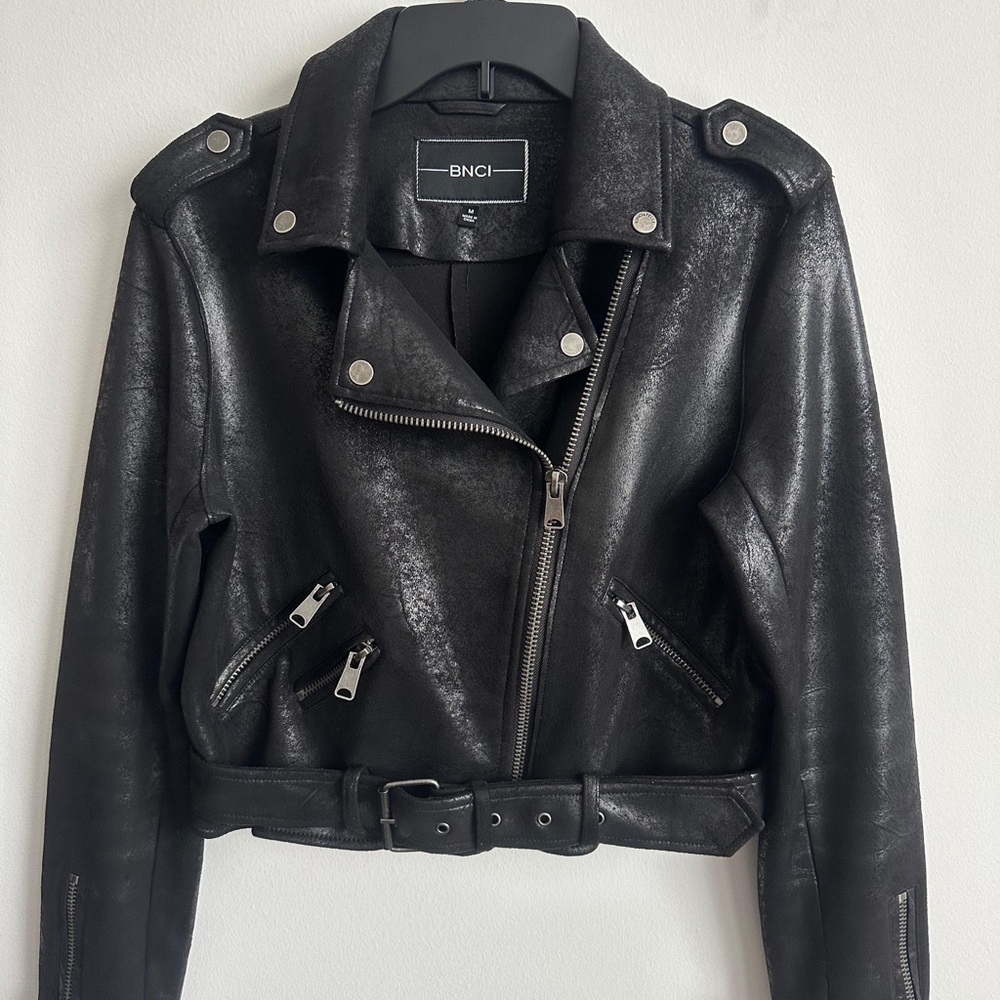 BNCI Women's Black Biker Jacket Medium Size